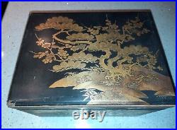 19th Century Japanese Edo Meiji Gold Lacquered Document Box