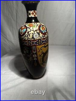 19th century Antique Japanese hand painted cloisonné enamel vase
