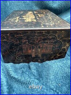 19th century gilded lacquered Japanese Box Oriental / Chinese