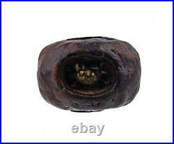 An Antique 19th Century Japanese Mixed Metal Hiding Crab In Rock Ojime Bead
