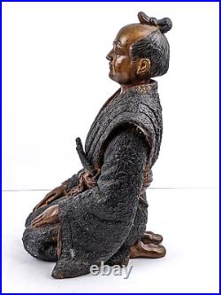 Antique 19-20th Century Japanese Bronze Samurai Warrior Statue Impressive Detail