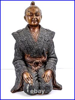 Antique 19-20th Century Japanese Bronze Samurai Warrior Statue Impressive Detail