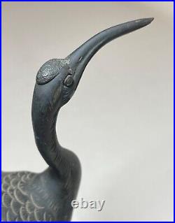 Antique 19th century Japanese Meiji bronze bird crane figural statue sculpture