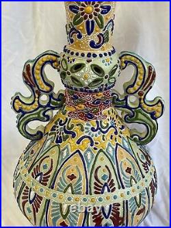 Antique 19th century Meiji Japanese Moriage Satsuma Handpainted Vase 18