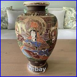 Antique Early 20th century Painted Ceramic Japanese Satsuma Vase