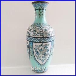 Antique Japanese Edo Cloisonne Blue Enamel Copper Baluster Vase 19th century