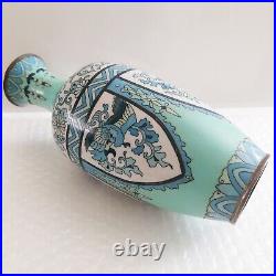 Antique Japanese Edo Cloisonne Blue Enamel Copper Baluster Vase 19th century
