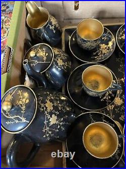 Antique Late 19th Century Japanese 12 Setting Paper Mache/wood Tea/coffee Set