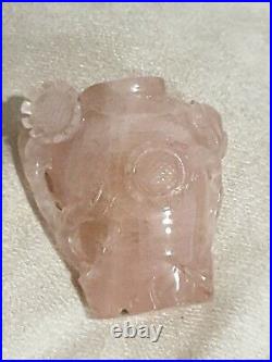Chinese 19th Century Hand Carved Rose Quartz Snuff Bottle. Good Condition. Used