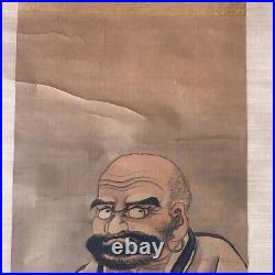 Fine signed scroll painting depicting Daruma founder of Zen 19th century ZA77