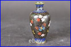 Japanese cloisonne butterfly vase 12.3 cm. 19th century Meiji
