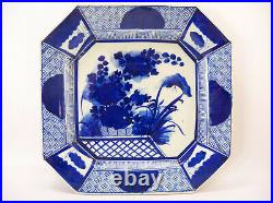 Large Antique 19th Century Japanese Blue & White Square Inban Plate