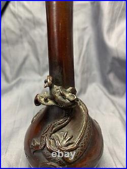 Meiji Japanese Dragon Vase Antique 19th Century Bronze Pristine Condition