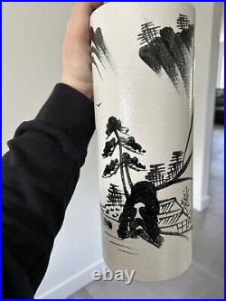 Mid Century Modern Japanese Asian Oriental Pottery Vase Signed 1007 9/60