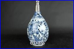 Stunning Large antique japanese Arita silver mounted bottle vase 17th Century